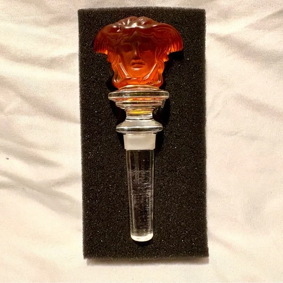 Versace x Rosenthal Medusa Crystal Bottle Stopper Amber color NEW - Picture 1 of 7